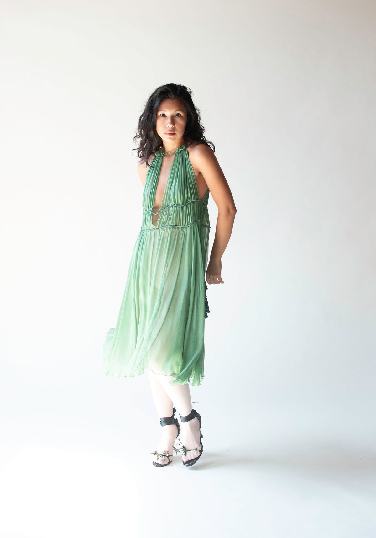 Green Chiffon Dress | Alberta Ferretti