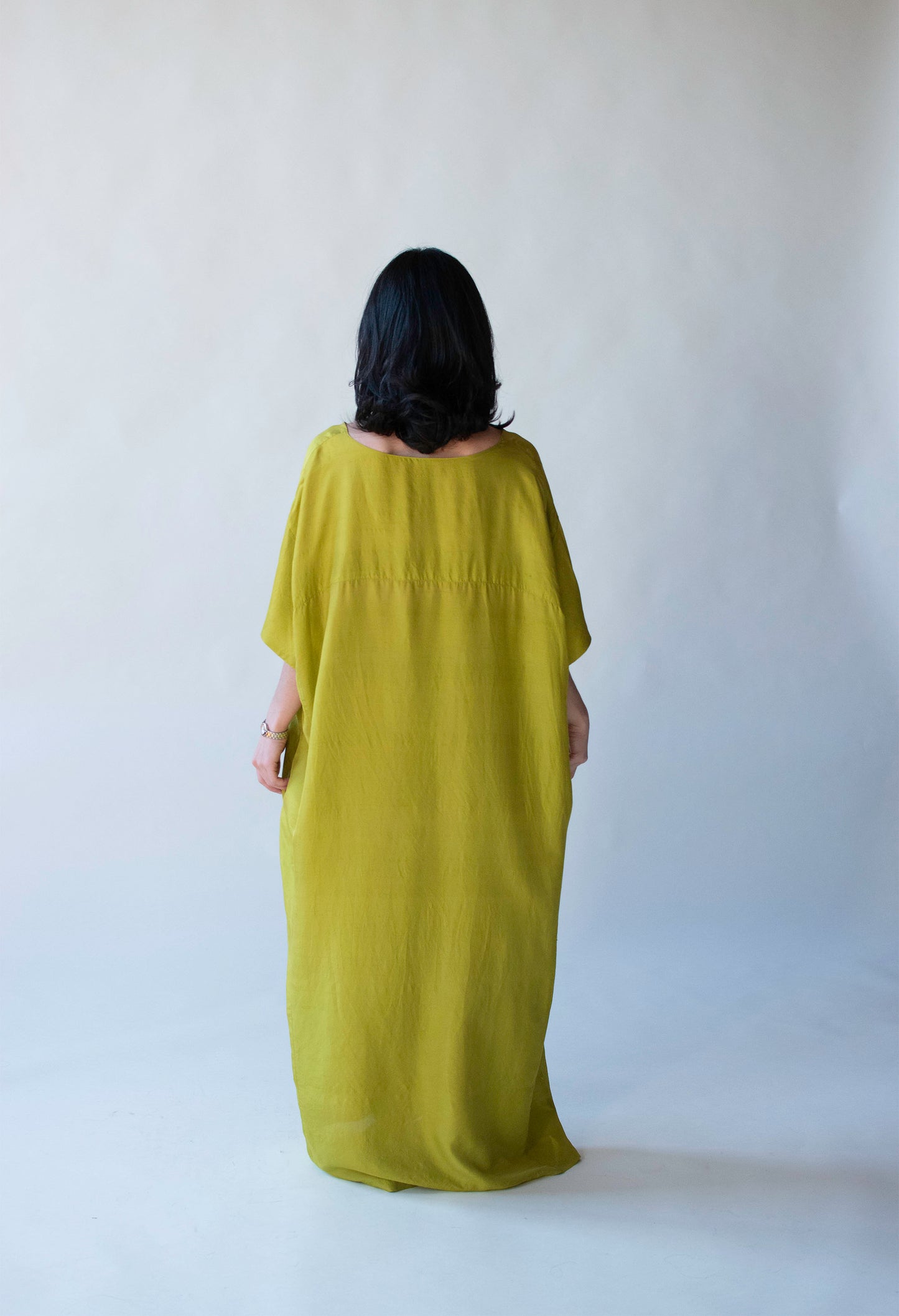 Chartreuse Silk Caftan | Donna Karan