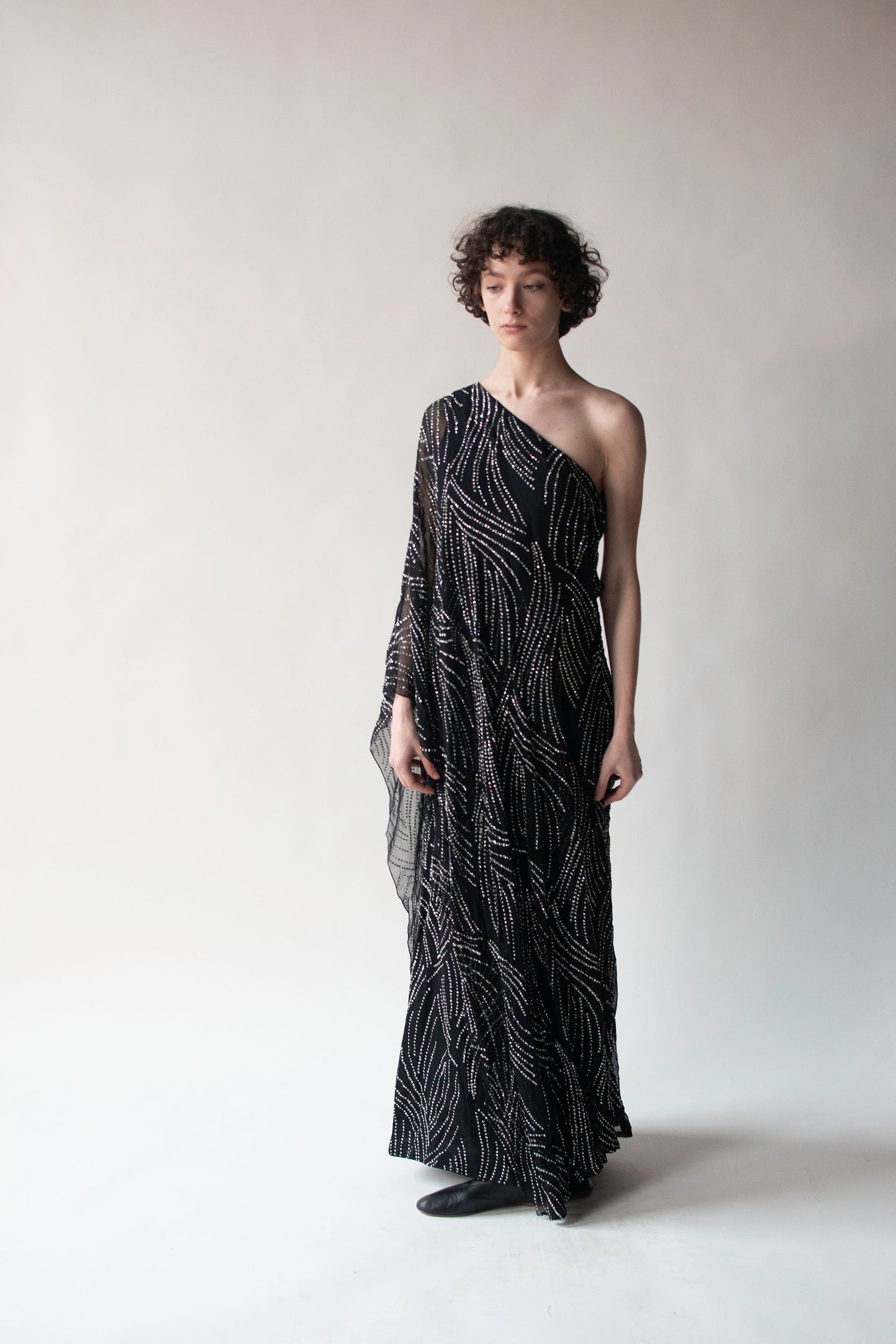 1970s Chiffon Glitter Dress | Helga