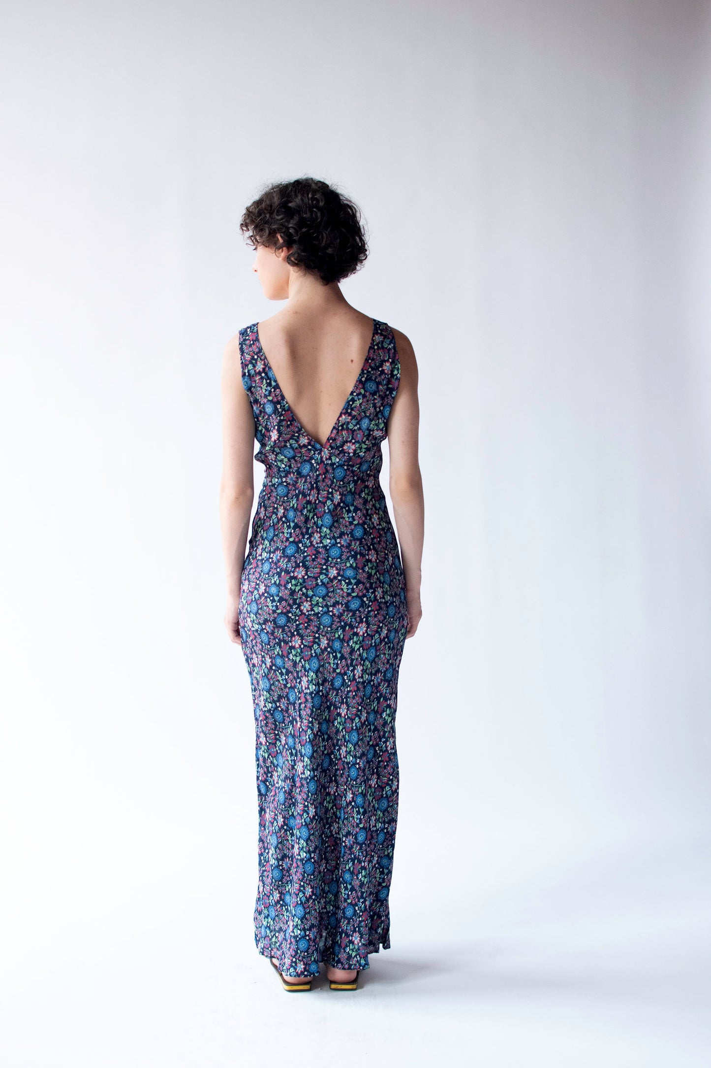 1930s Dark Floral Print Dress