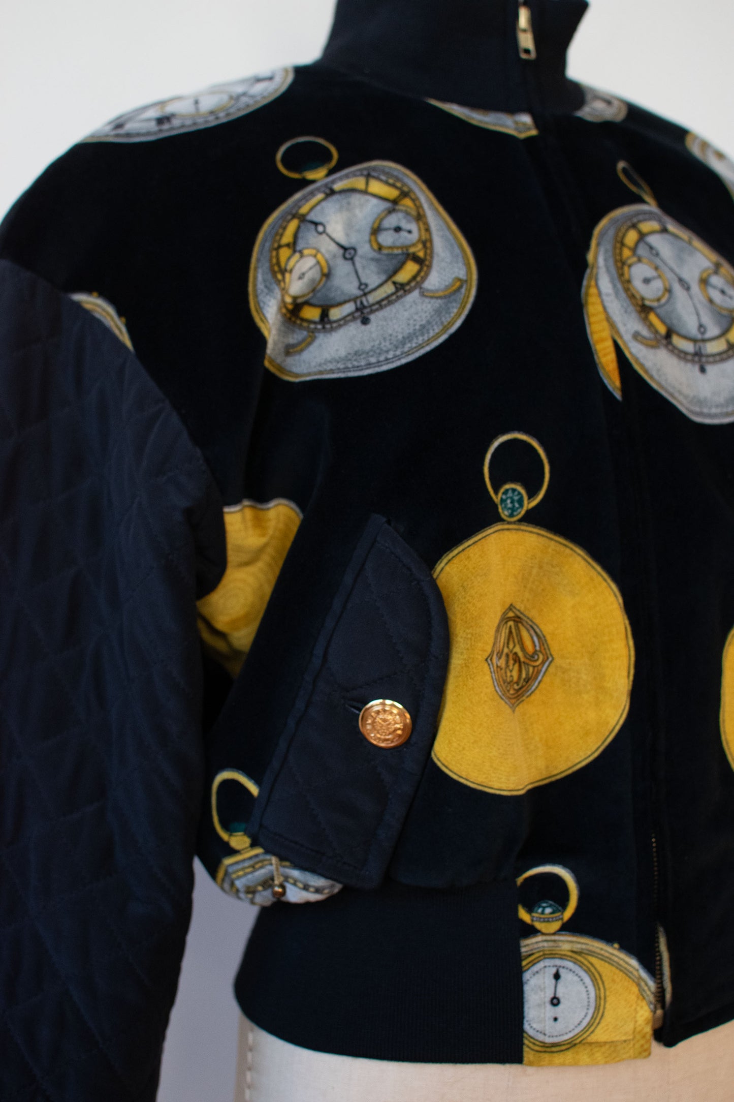 1980s Clock Print Bomber Jacket | Escada