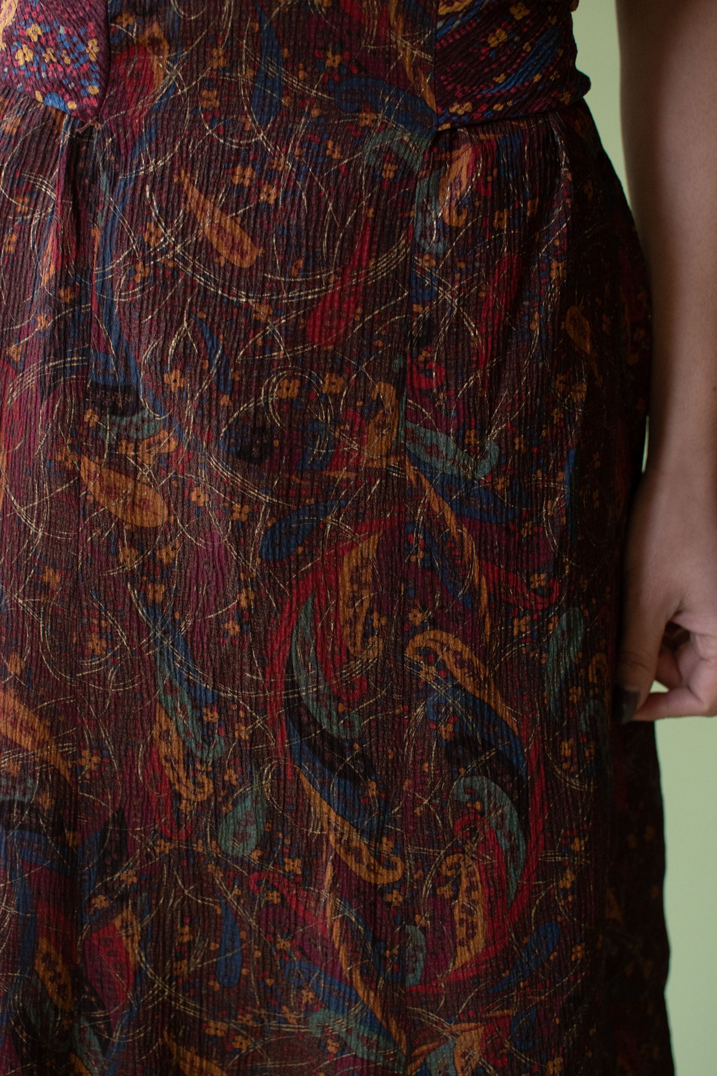 1930s Painted Crepe Dress