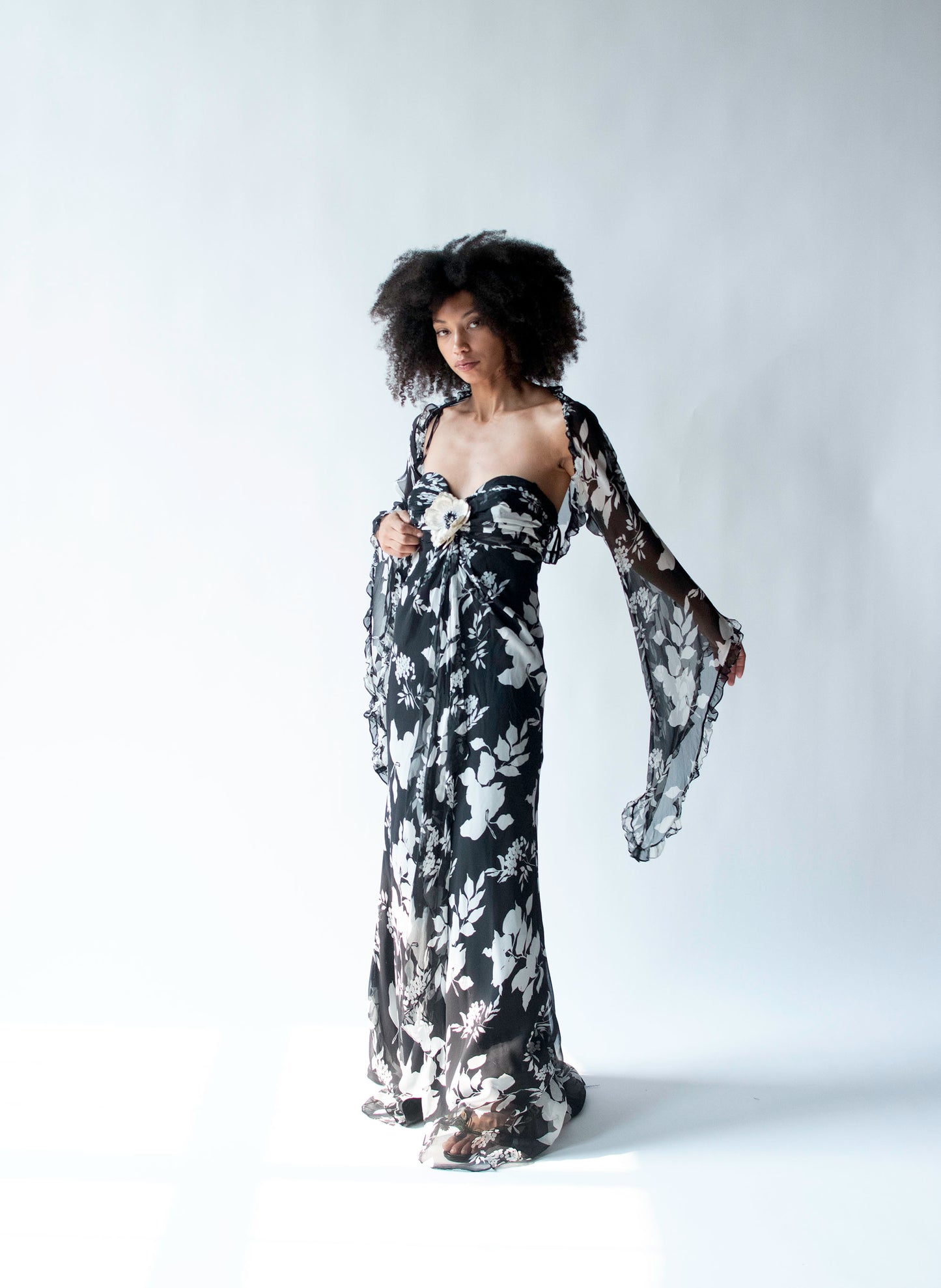 Black & White Floral Print Gown | Bellville Sassoon Lorcan Mullany