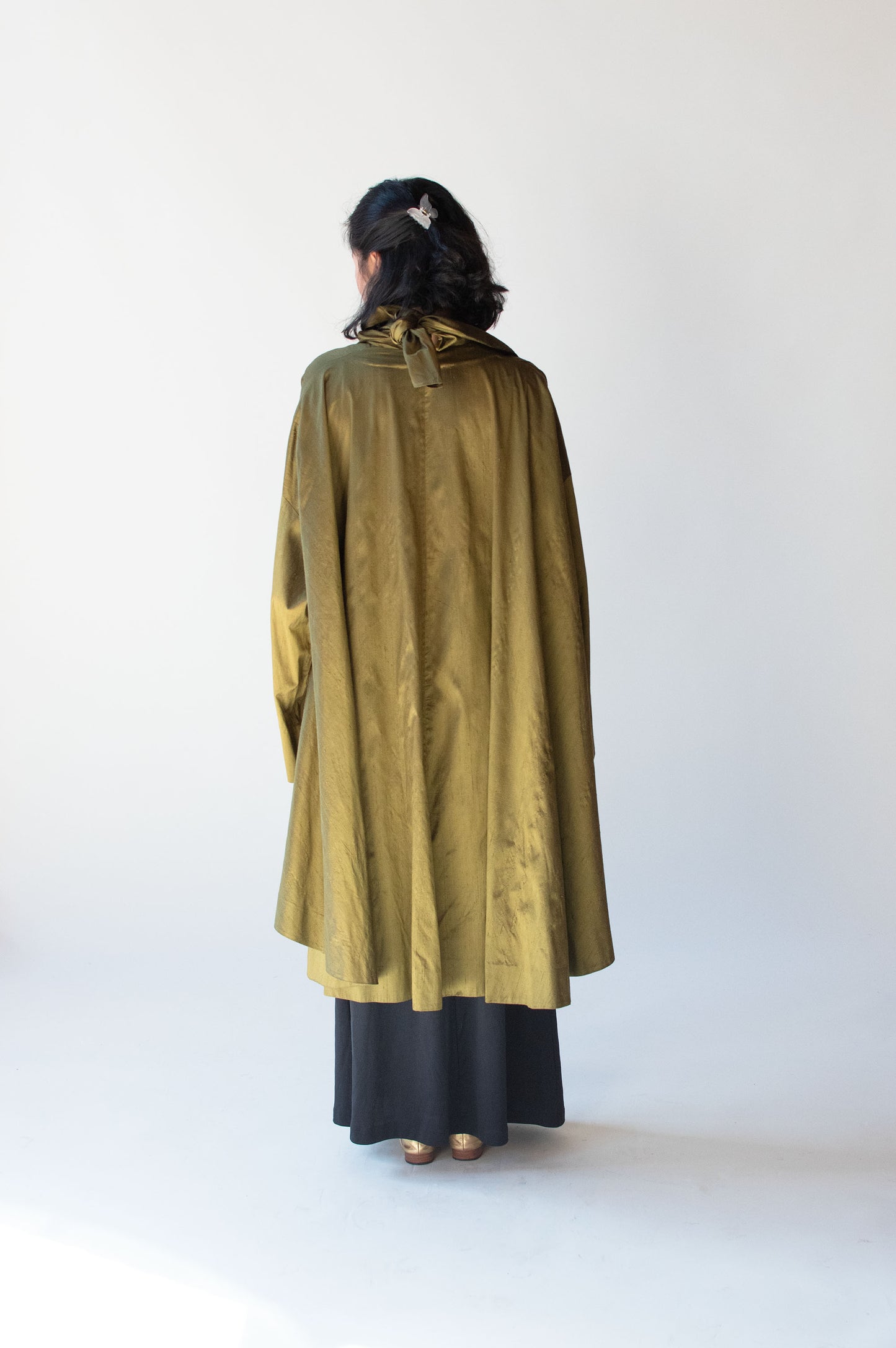 Olive Silk Evening Coat | Romeo Gigli SS 1990