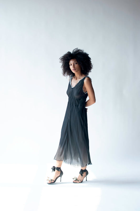 Black Chiffon Dress | Alberta Ferretti