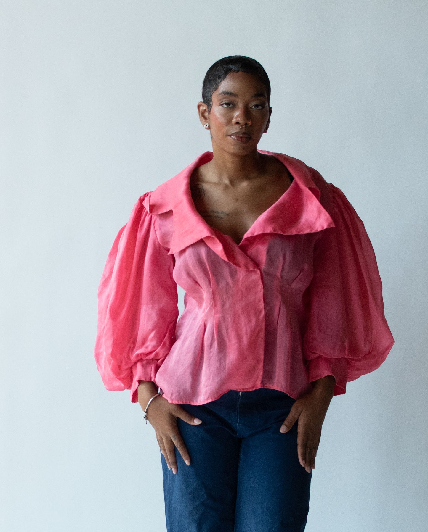 1990s Pink Silk Blouse | Victor Costa