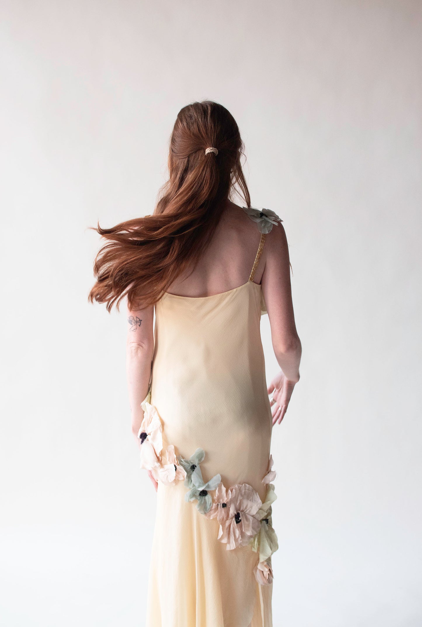 Chiffon Dress W/ Floral Applique
