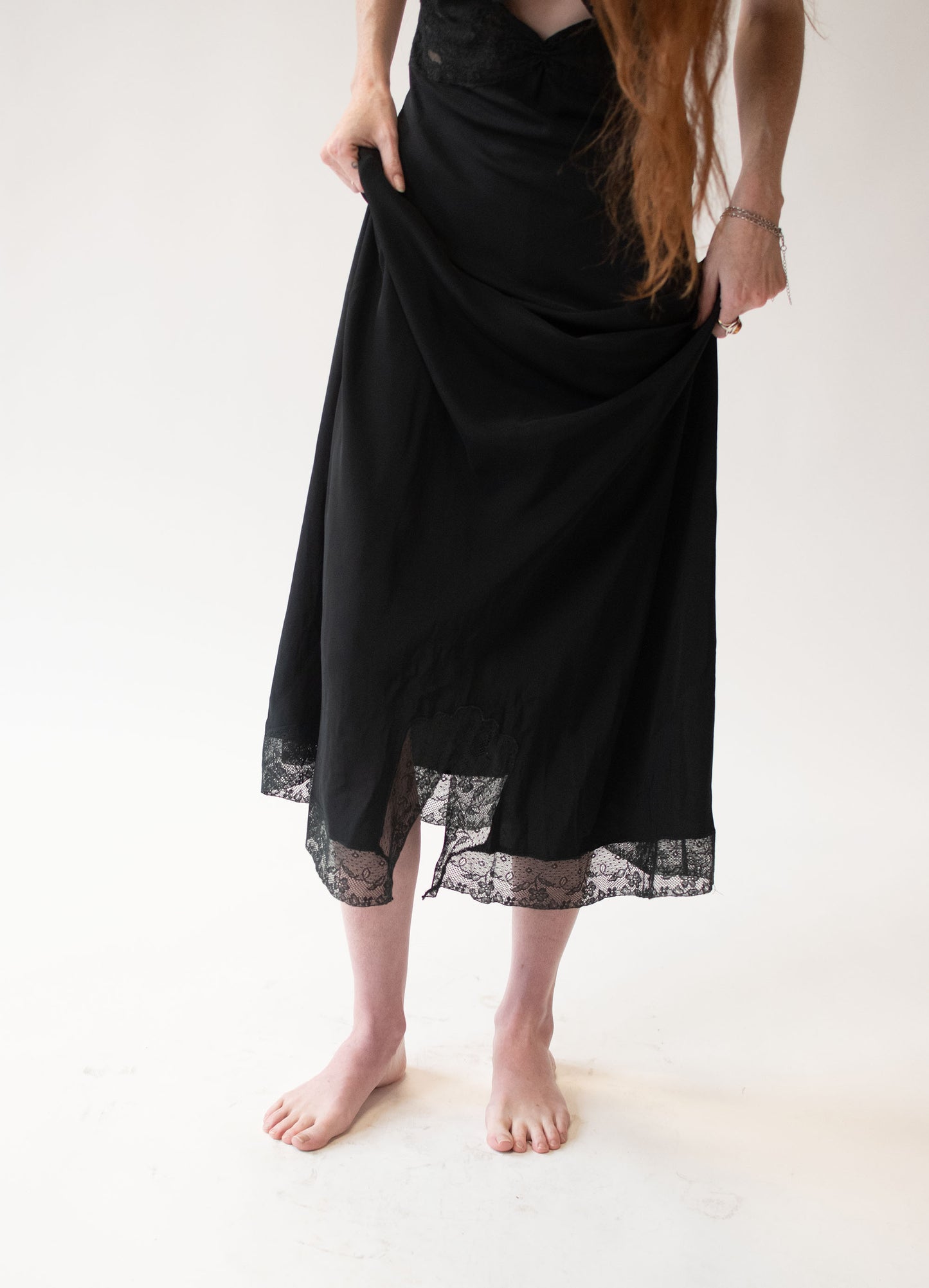 1940s Black Cutout Nightgown