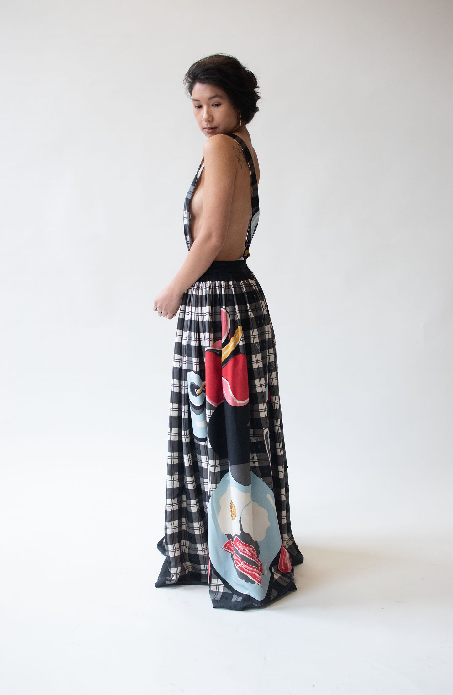 1980s Silk Breakfast Pinafore Gown | Michael Vollbracht