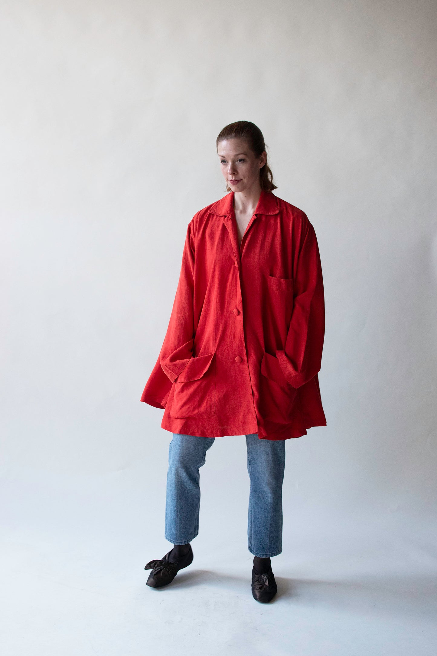 Red Silk Smock Top | Donna Karan