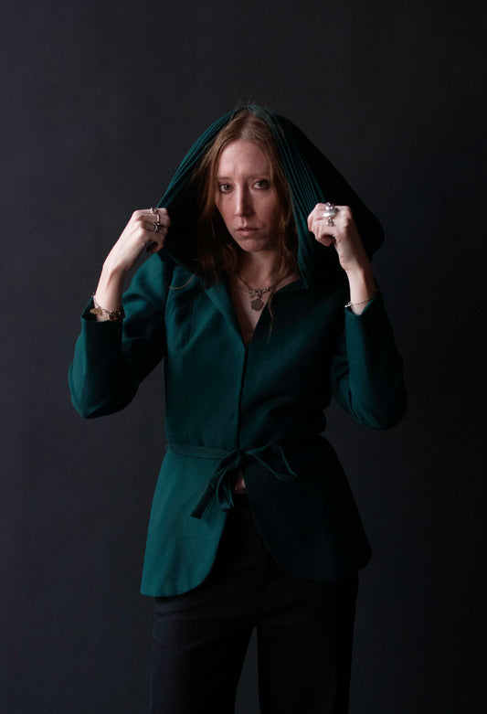 Hooded Green Jacket | Thea Porter
