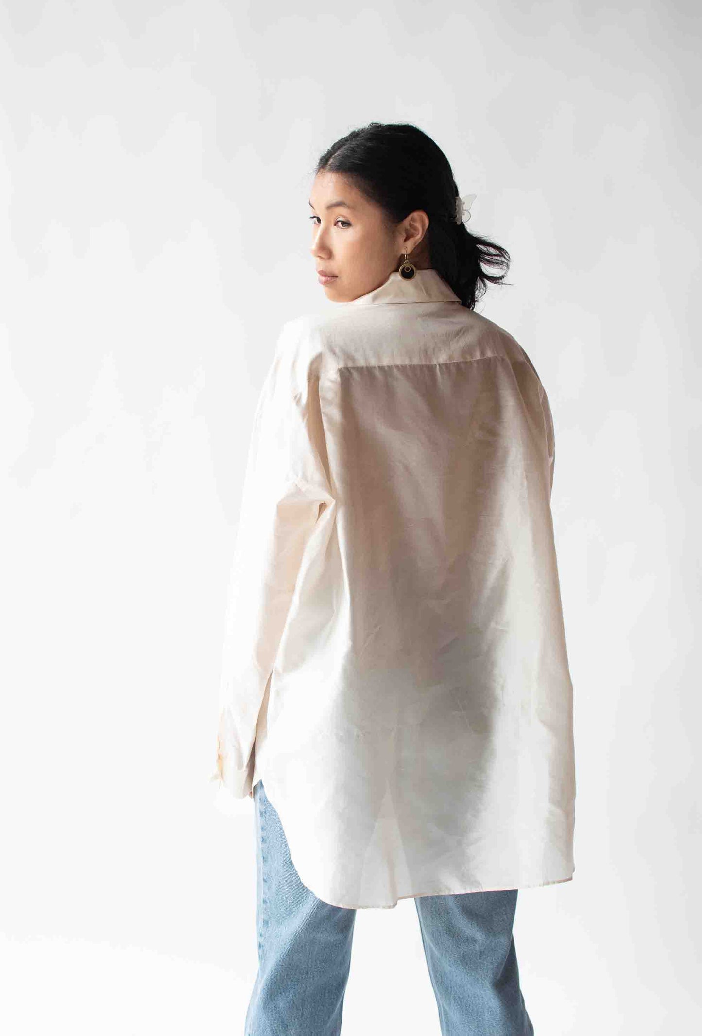 1990s Cream Silk Shirt | Romeo Gigli for Callaghan 1995