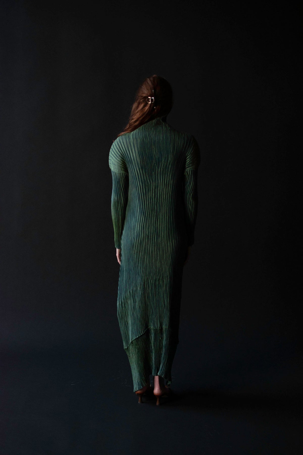 Iridescent Pleated Green Dress | ssey Miyake FW 1995