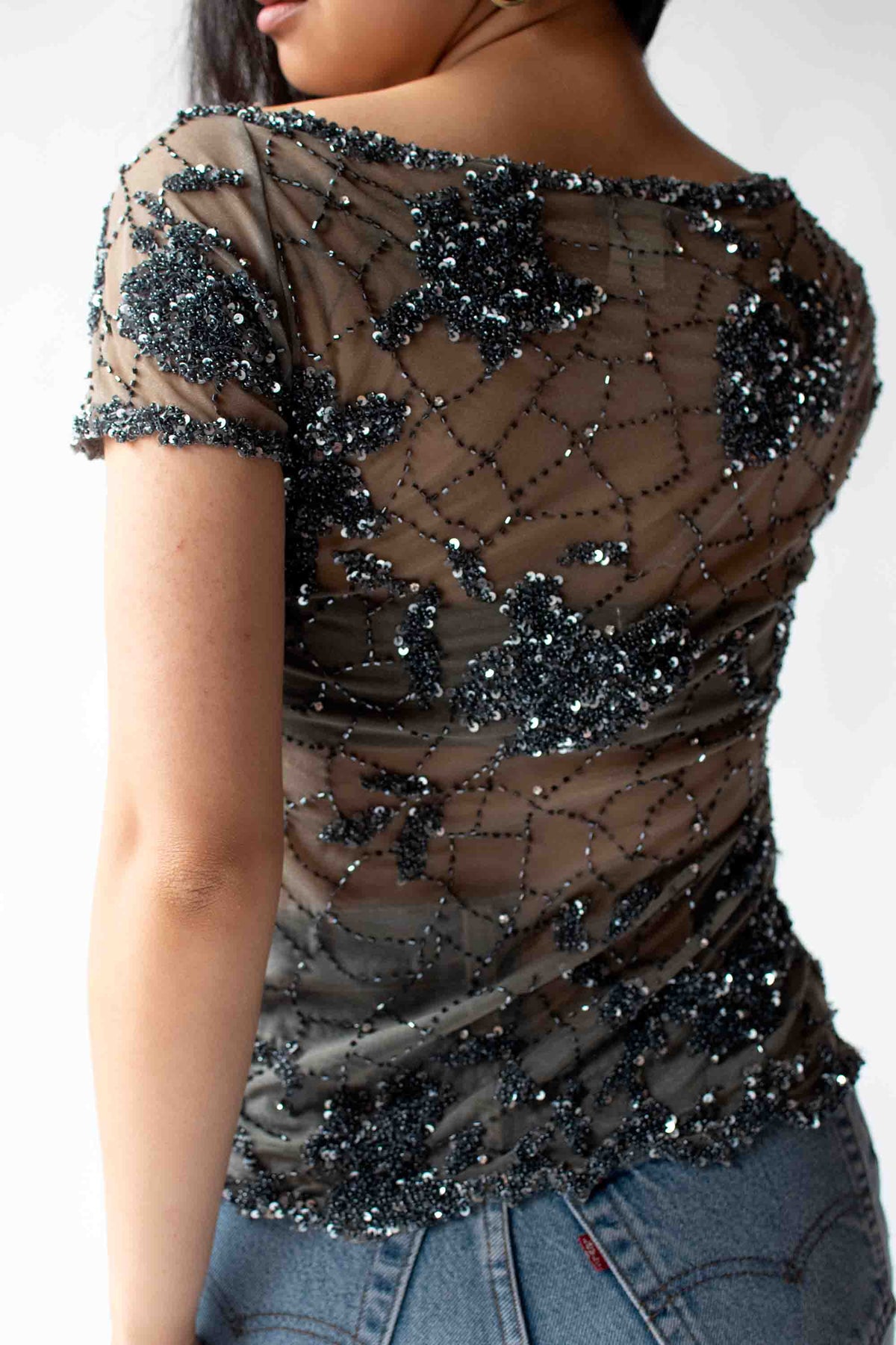 1990s Beaded Mesh Top | Krizia