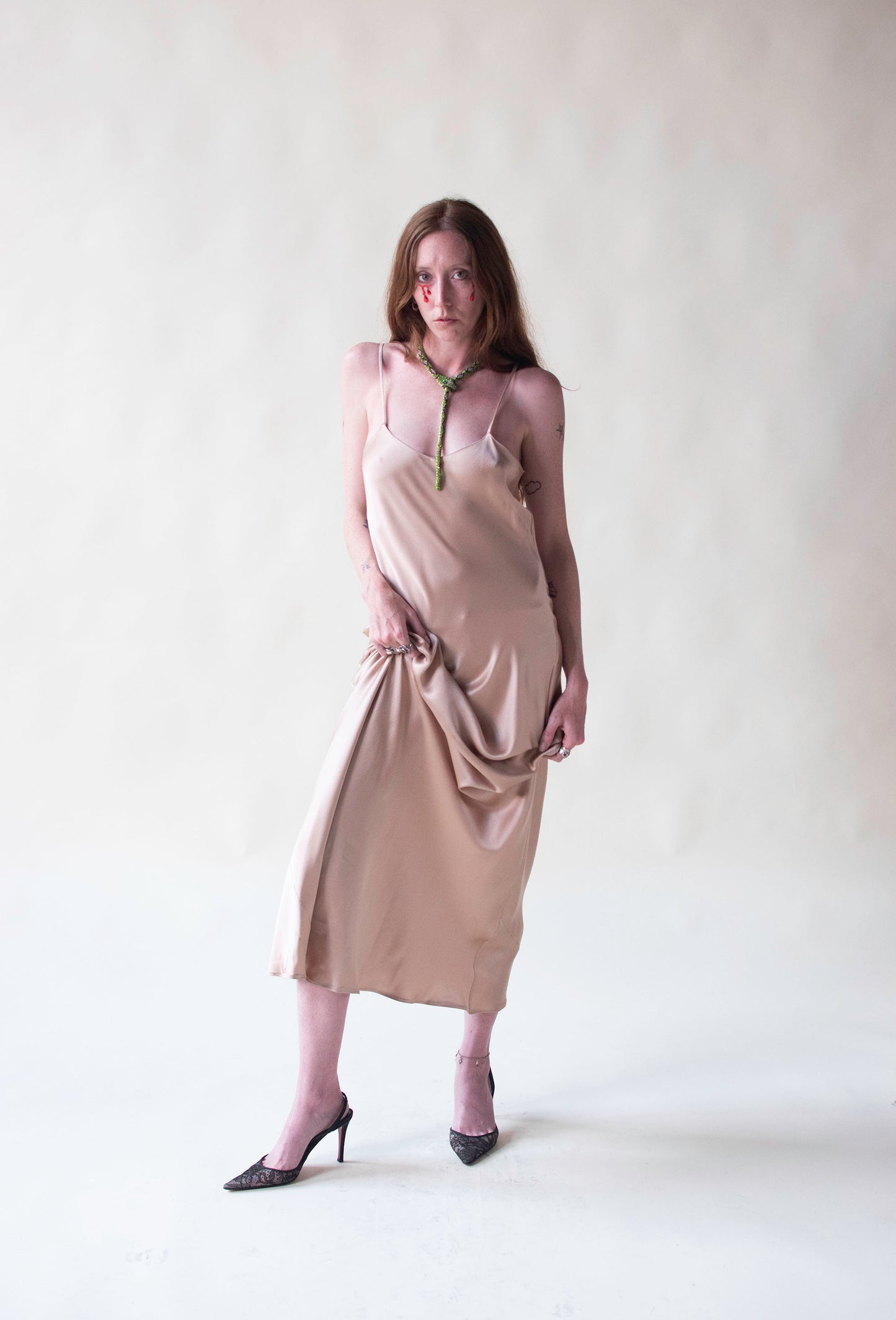 Beige Silk Slip Dress | Alberta Ferretti