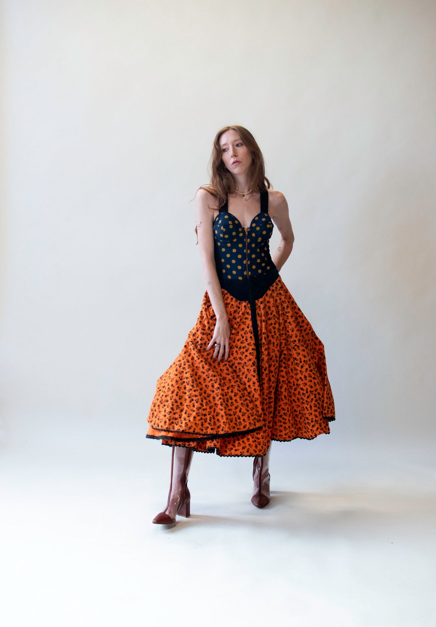 Orange Flannel Skirt | Betsey Johnson Punk Label