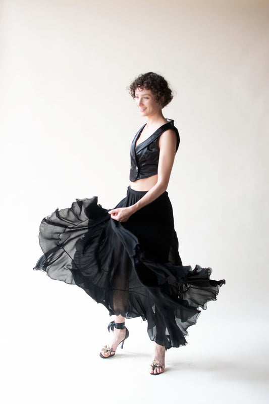 Black Chiffon Skirt | Halston