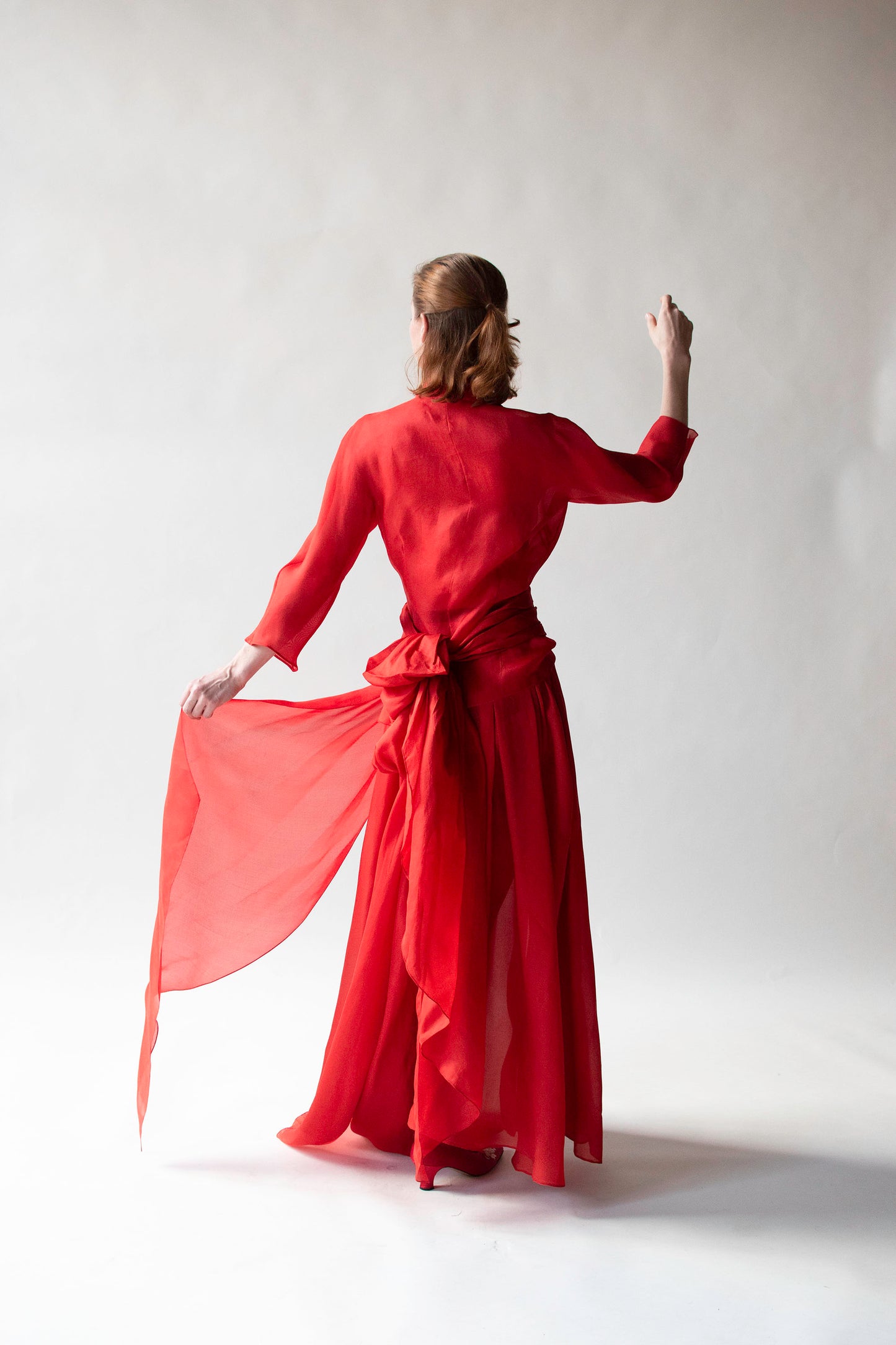 1990s Red Organza Evening Set