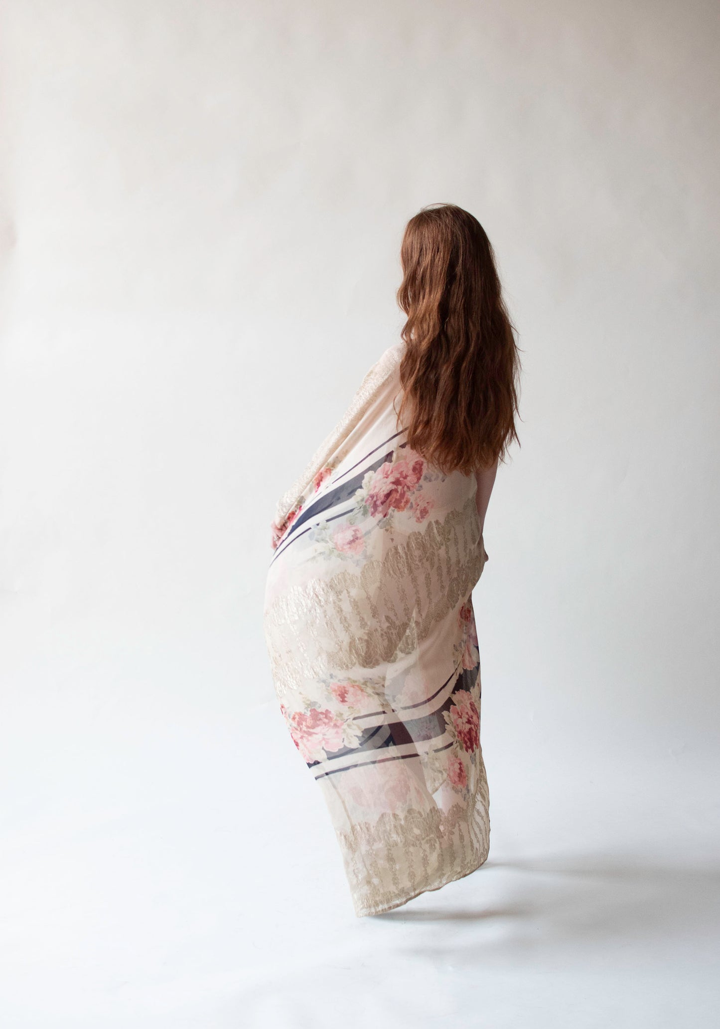 One Shoulder Chiffon & Lamé Caftan