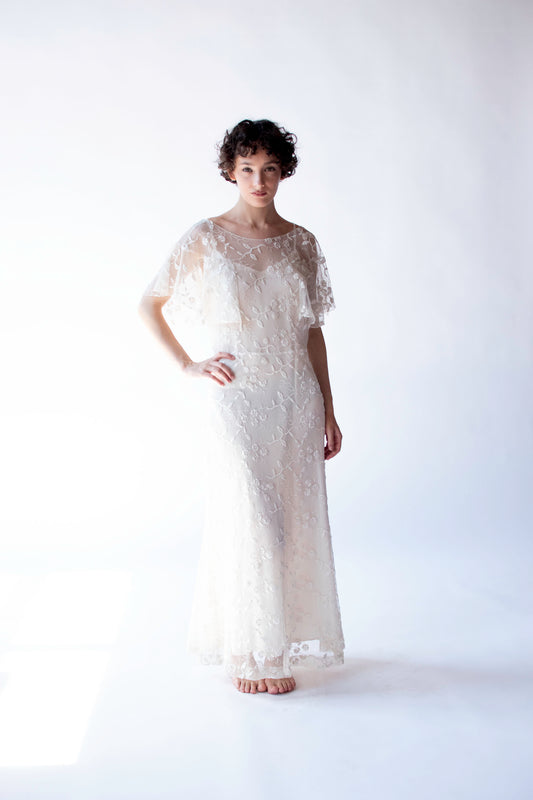 1930s Embroidered Mesh Dress