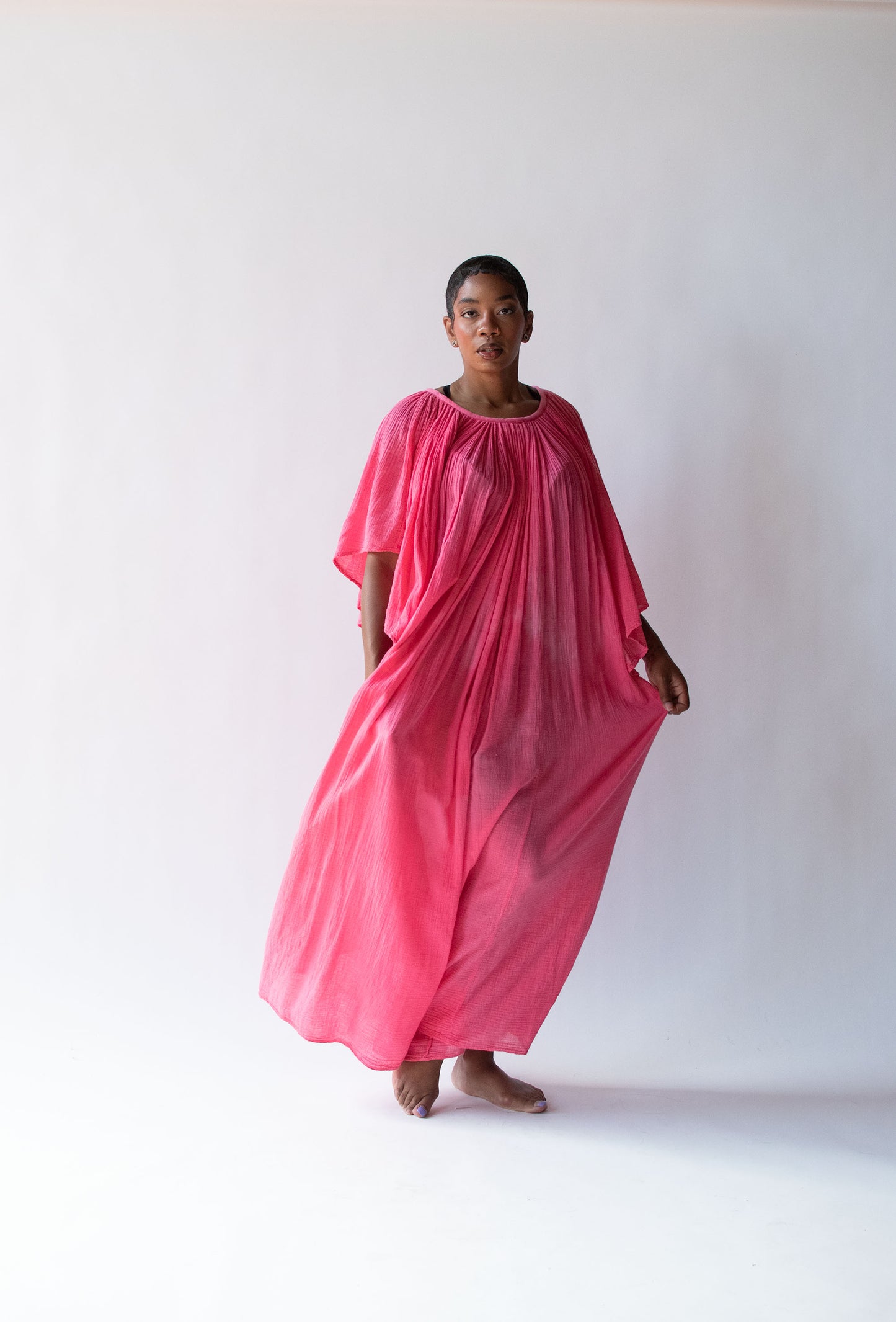 1970s Watermelon Gauze Dress