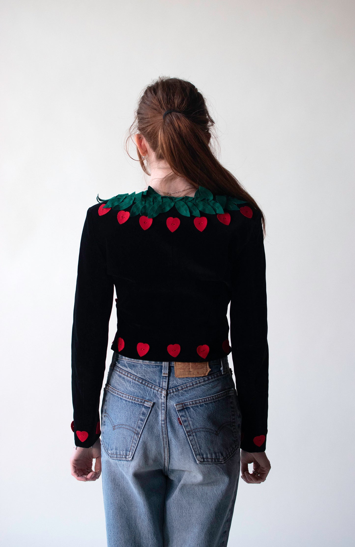 1990s Velvet Jacket W/ Felt Hearts | Moschino Cheap & Chic