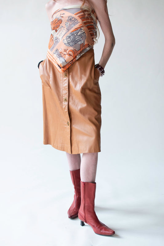 A-Line Leather Skirt | Bonnie Cashin