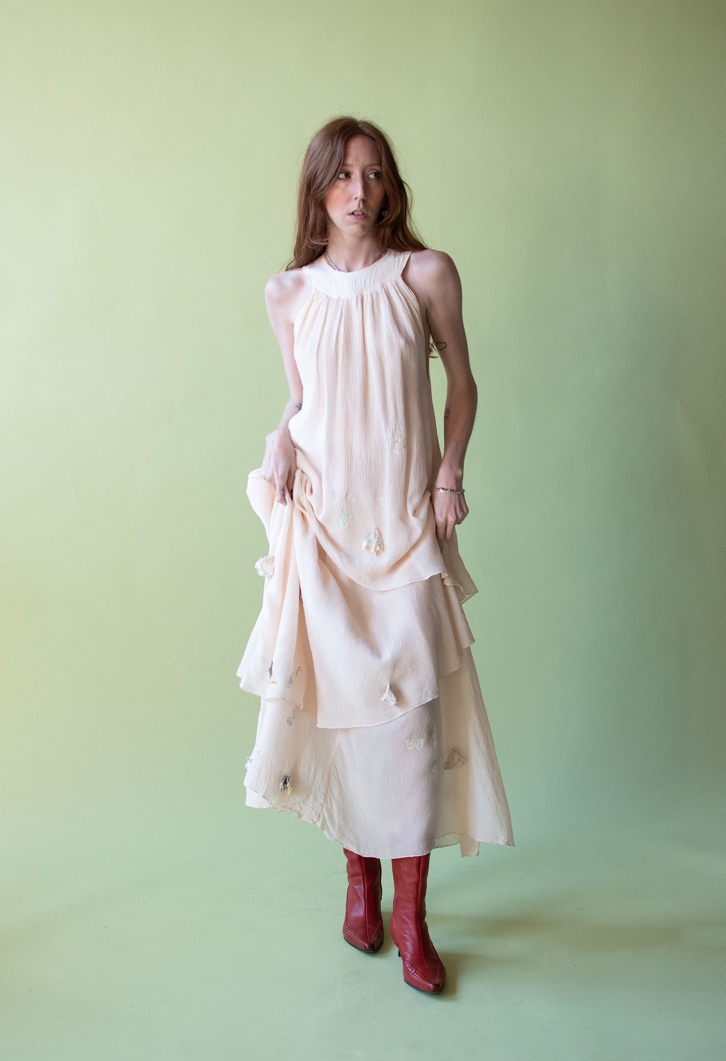 1970s Painted Chiffon Dress Set | Bobolocon