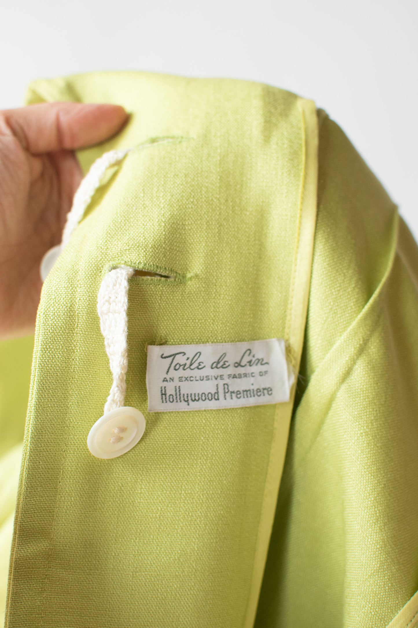 1940s Chartreuse Linen Blazer