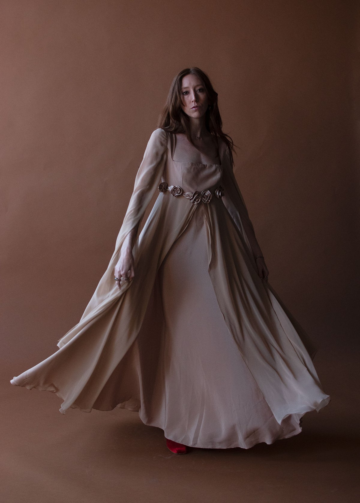 Beige Rosette Dress