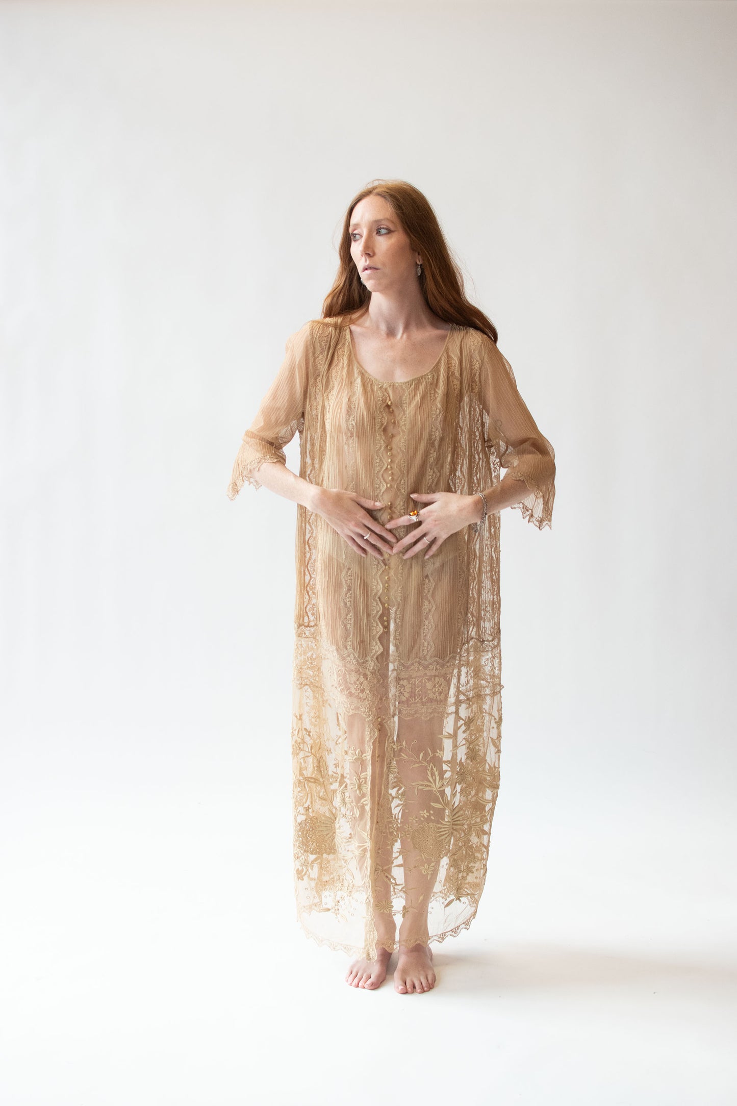 1910s Ecru Lace Dress