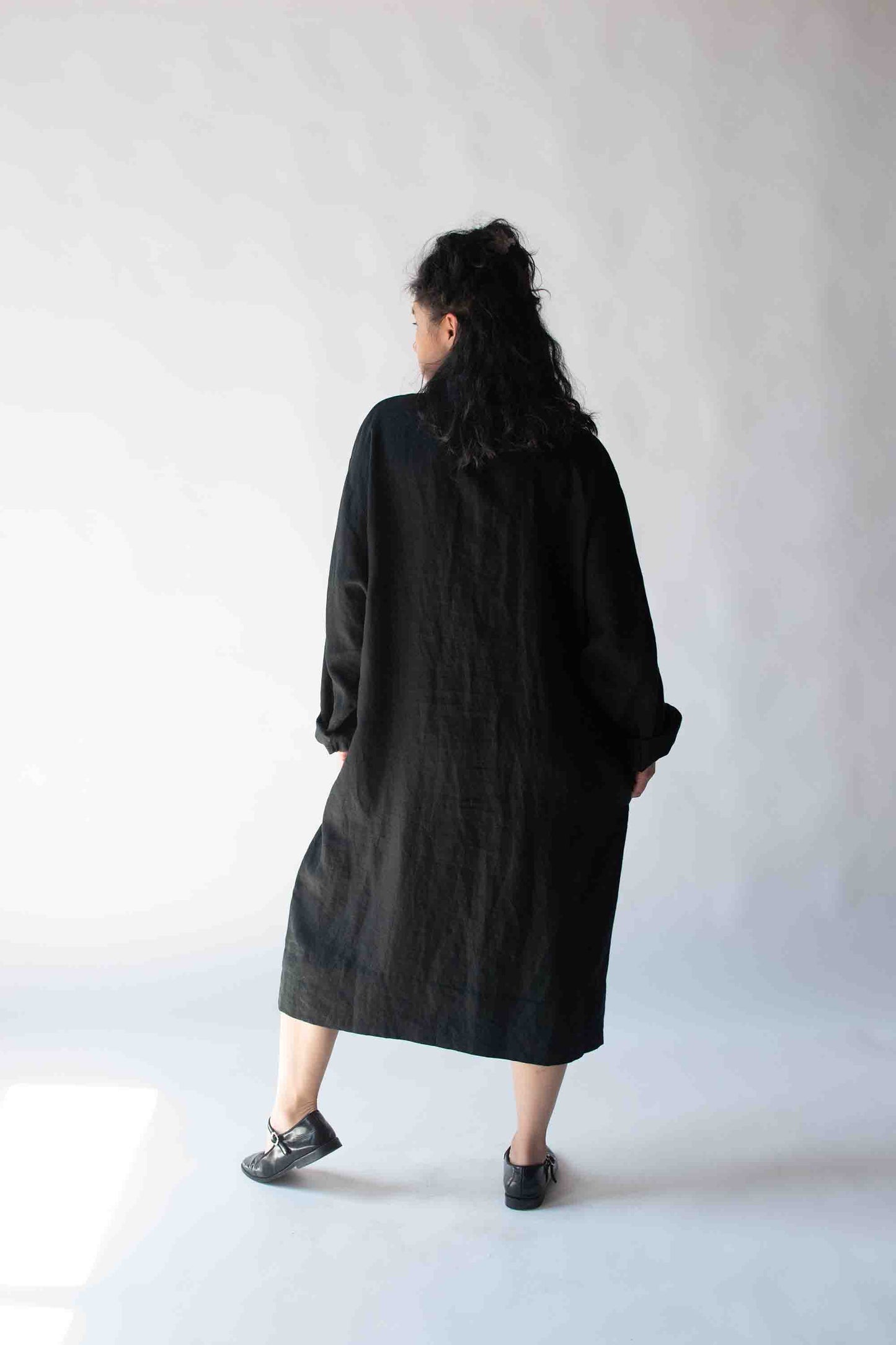 1990s Black Linen Dress