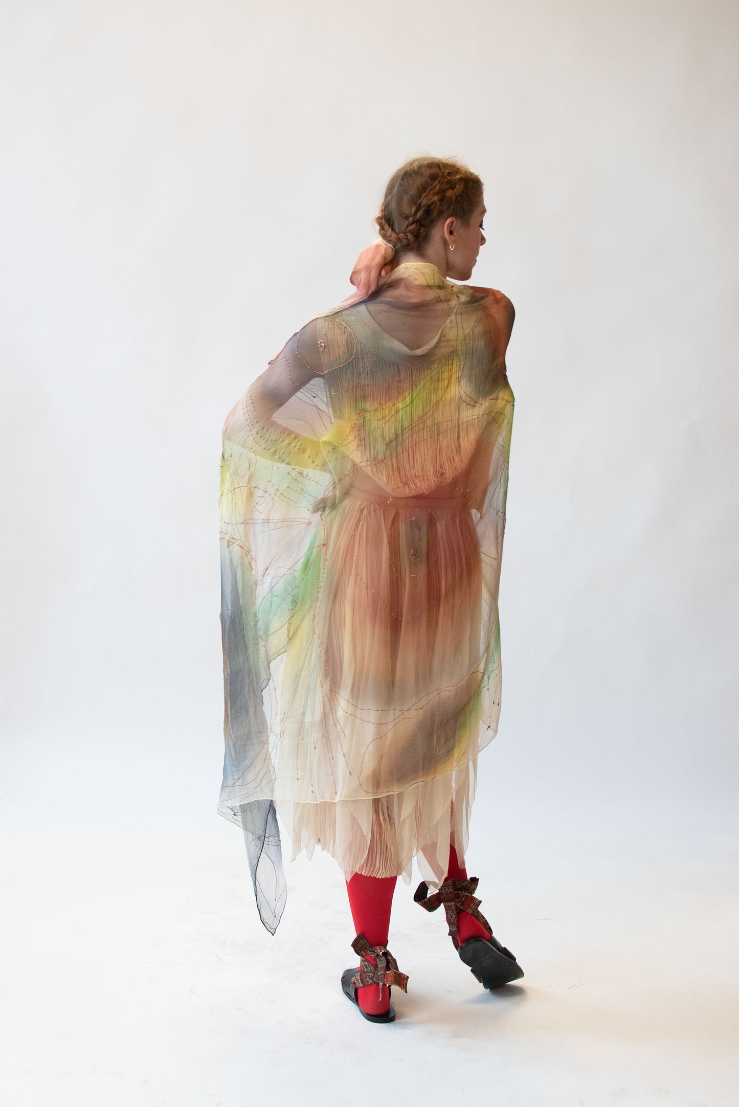Hand painted chiffon scarf