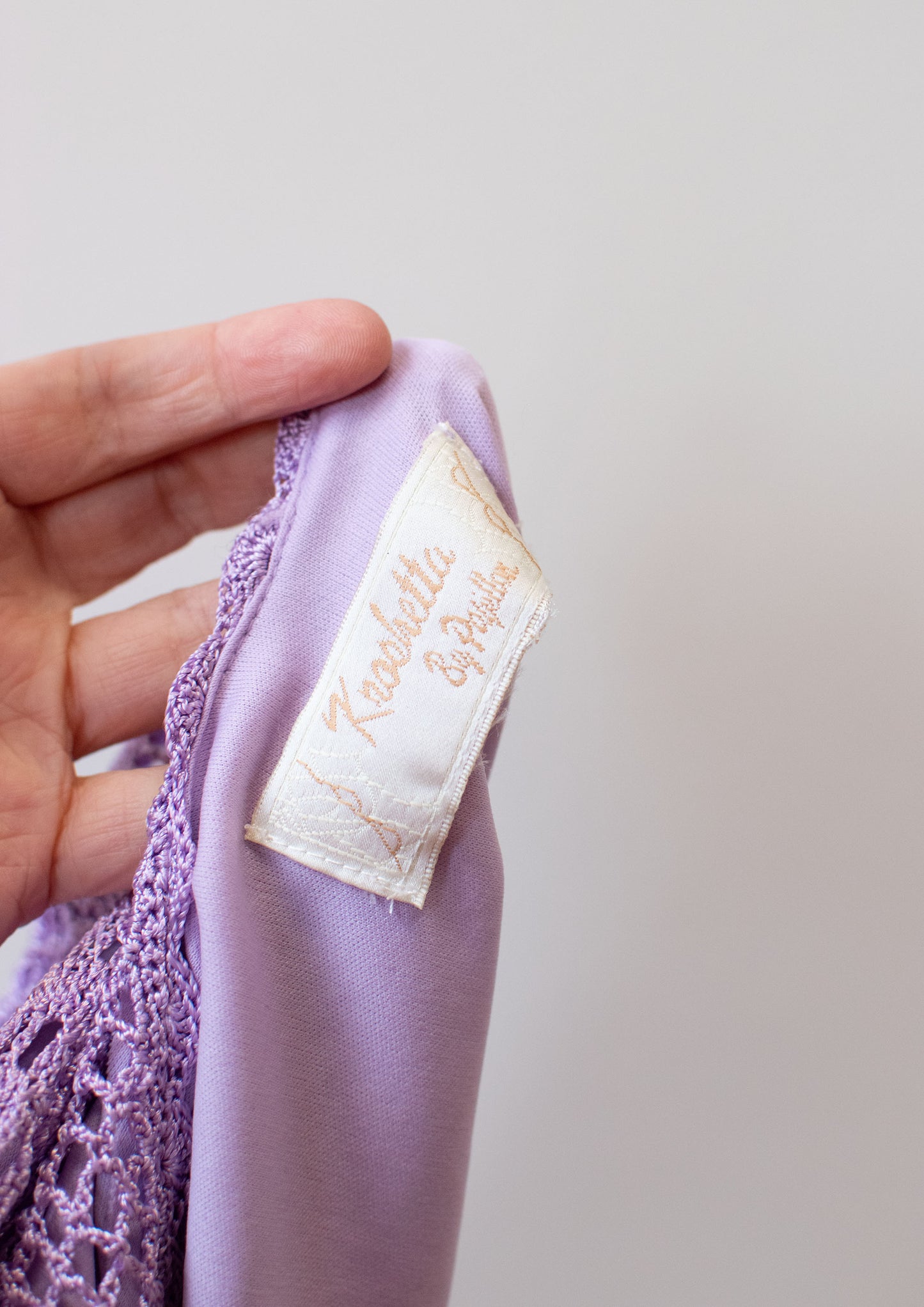 1980s Lavender Crochet Dress