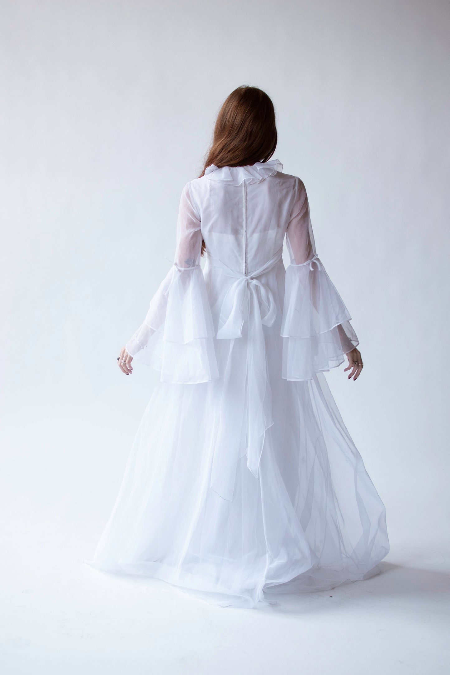 1970s Bell Sleeve Wedding Dress