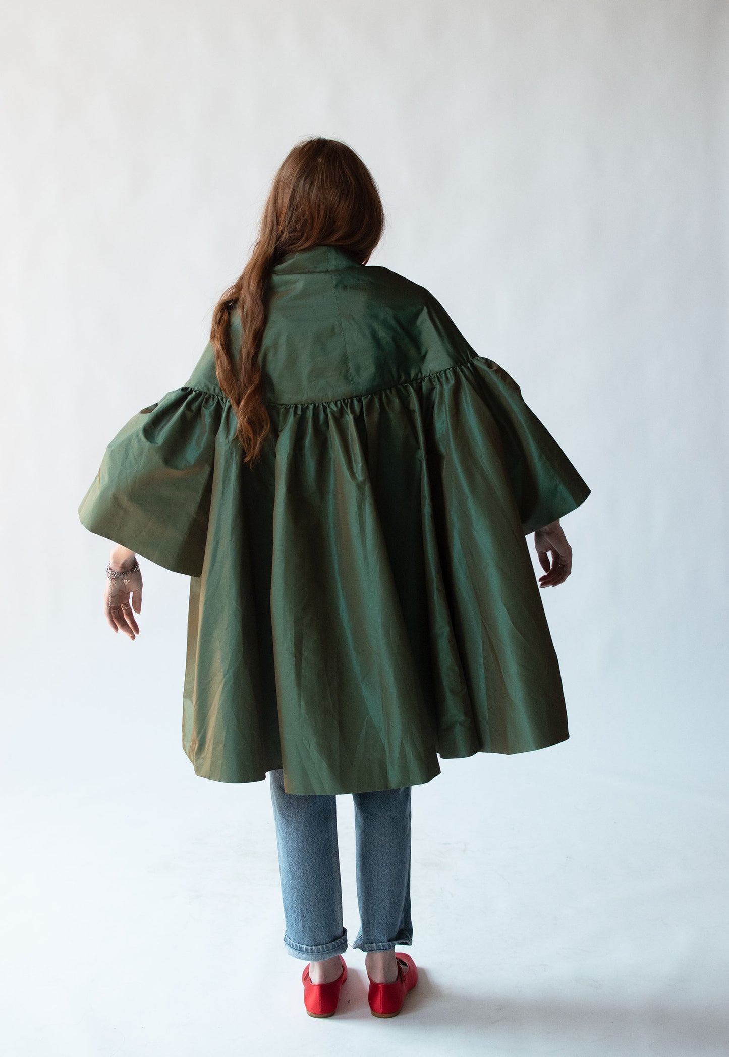 Iridescent Green Evening Coat | Victor Costa