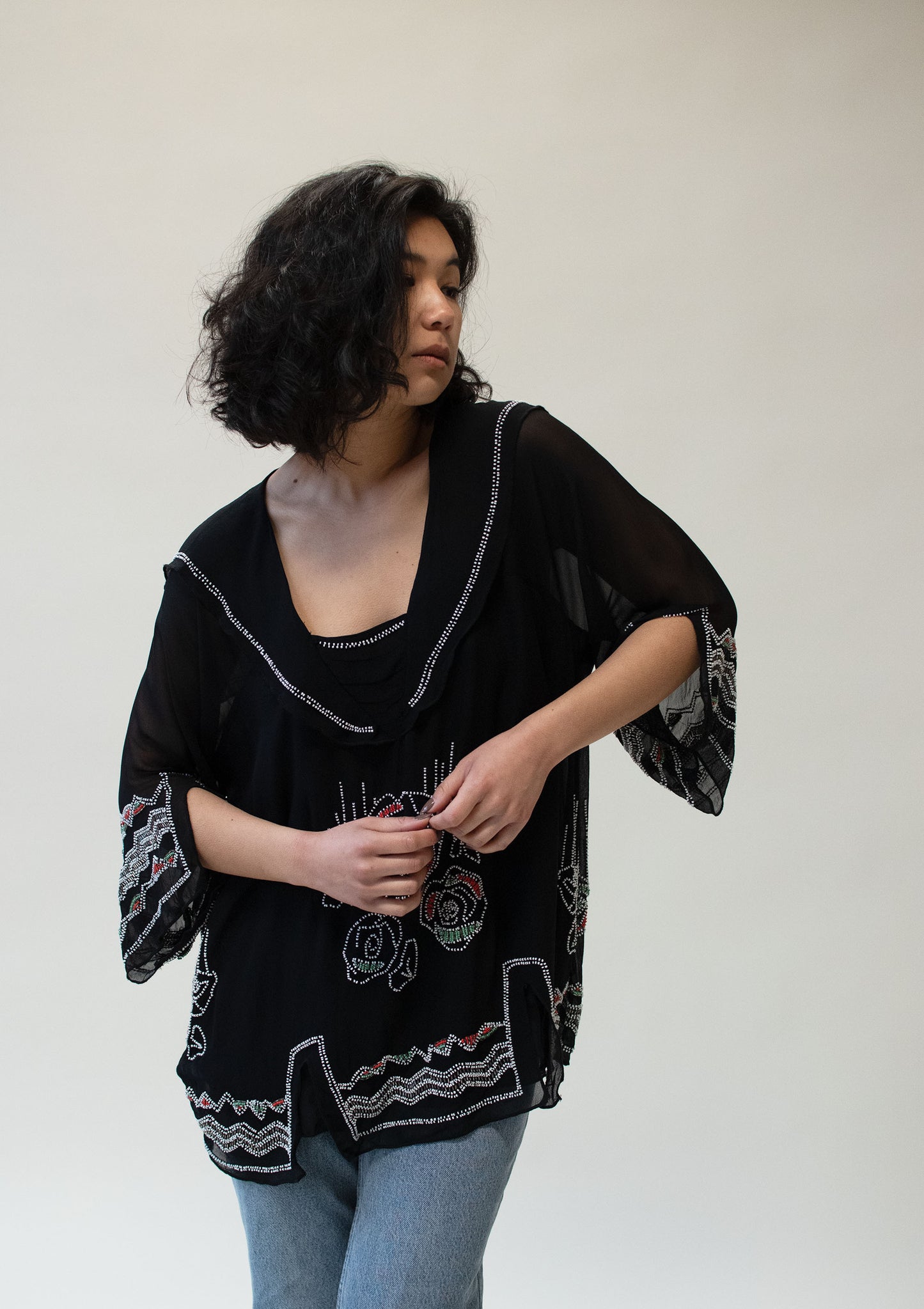 Beaded Chiffon Blouse | Anna Suit
