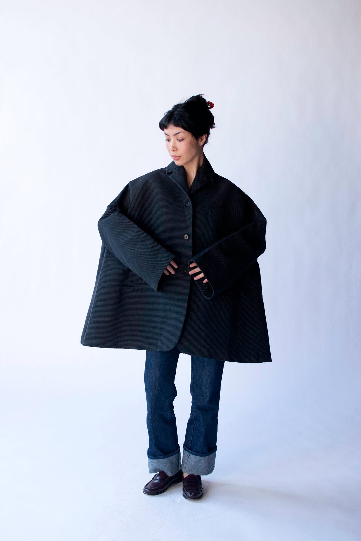 Sculptural Slate Gray Coat | Romeo Gigli FW 1991