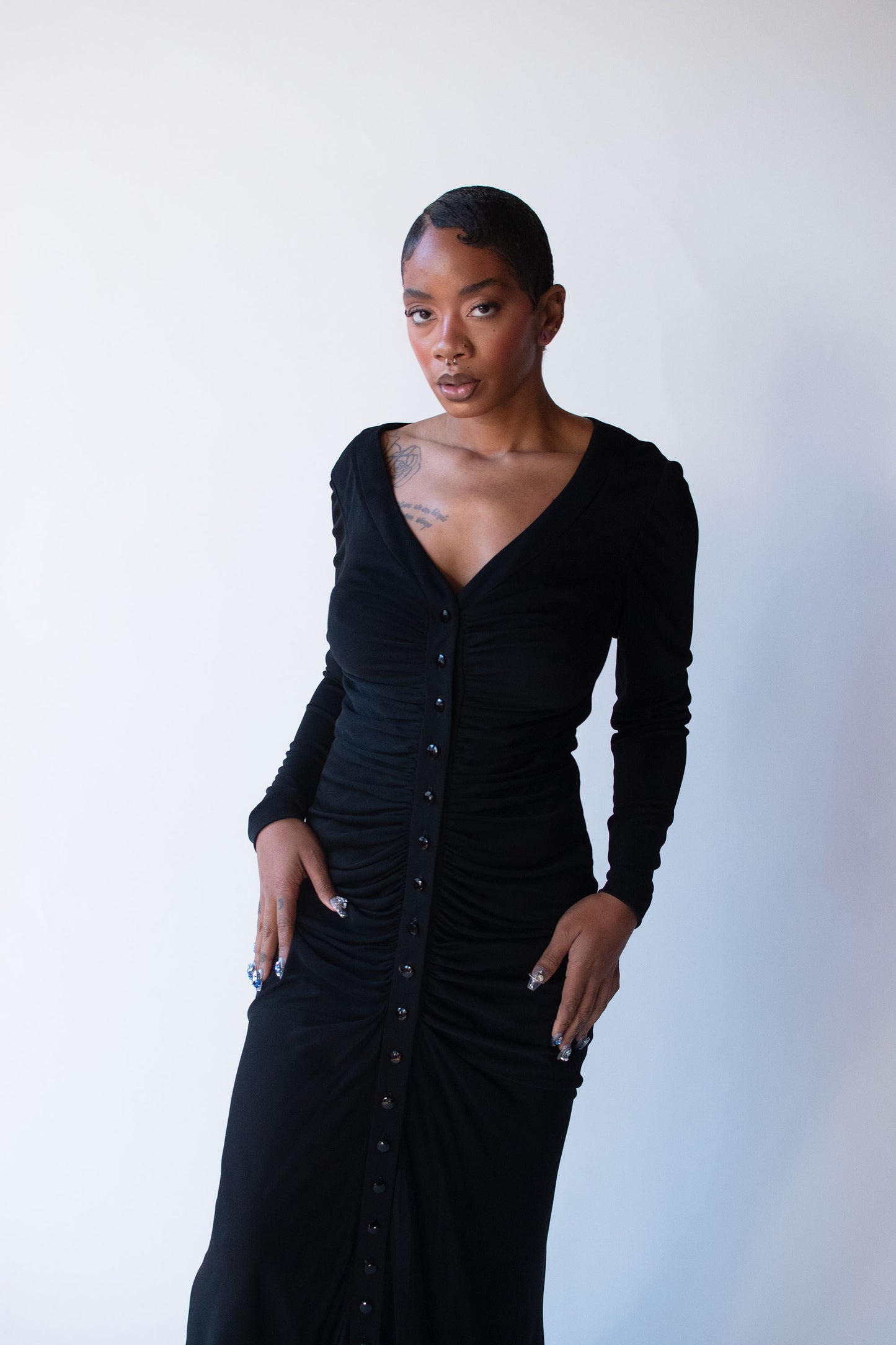 Black Ruched Gown | Jaques Fath