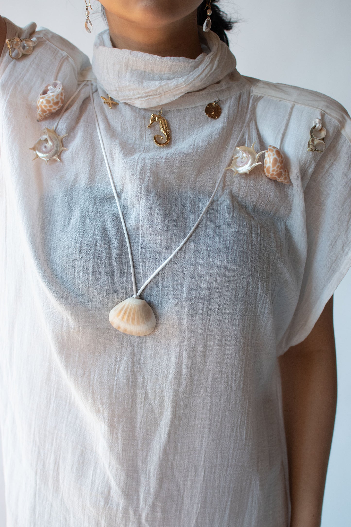 1980s Gauze Dress with Seashells