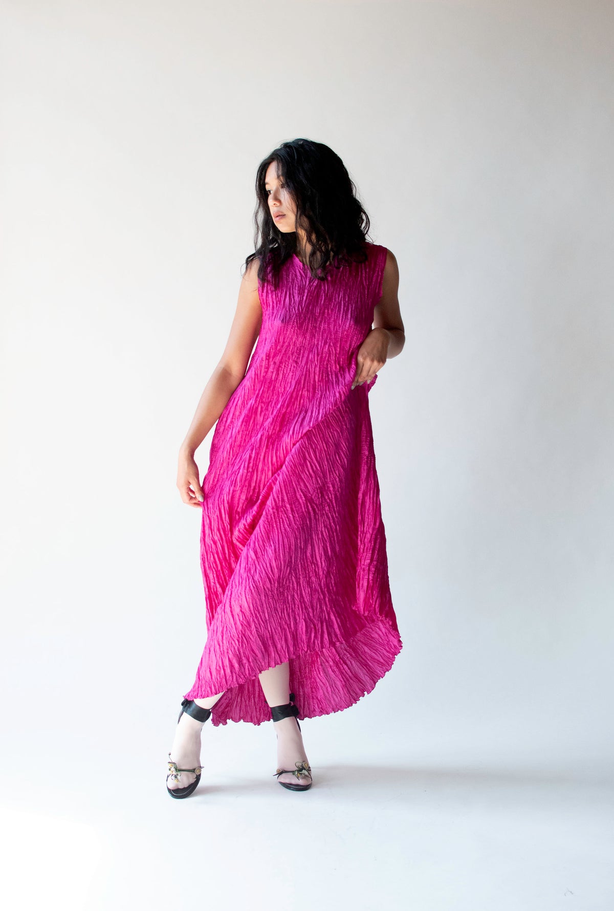 Magenta Plisse Dress | Ray London
