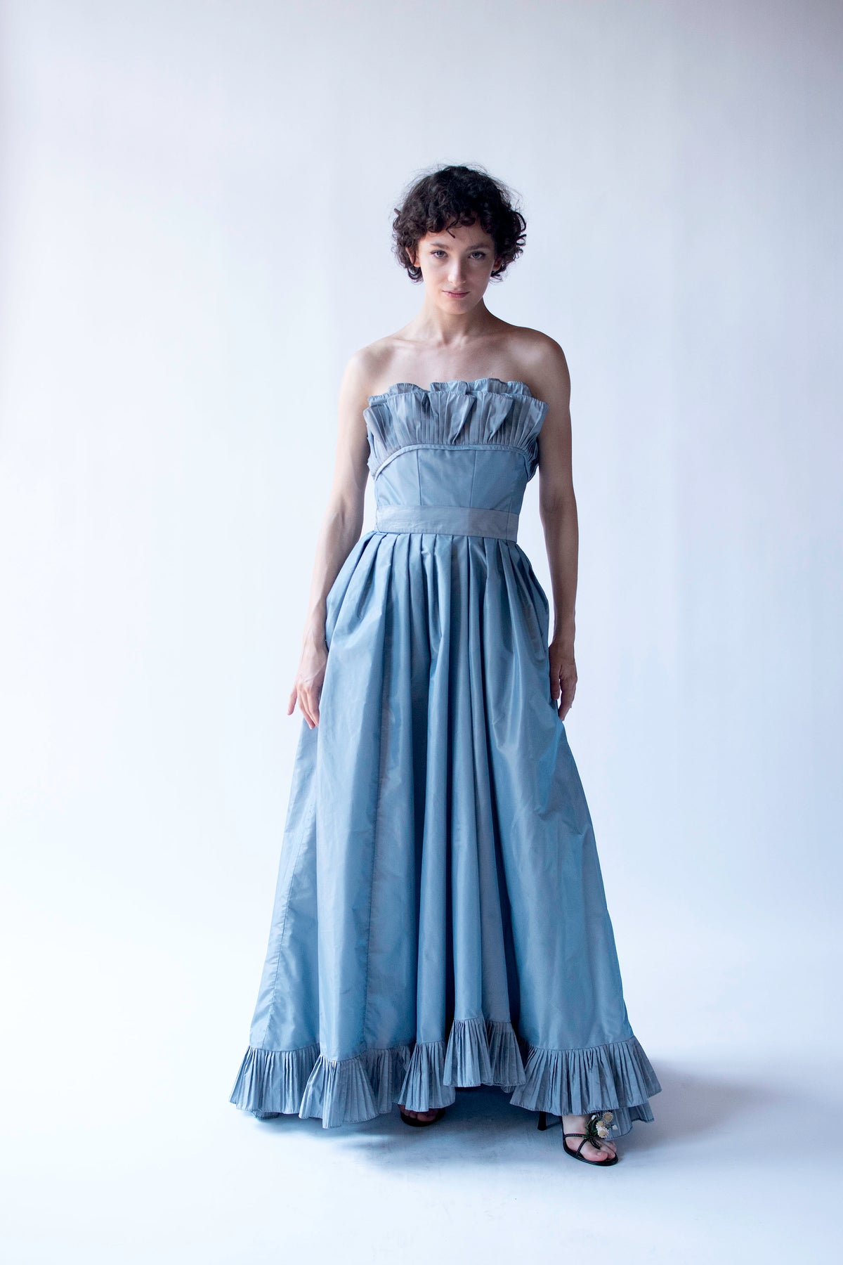 Ice Blue Ruffled Gown | Victor Costa