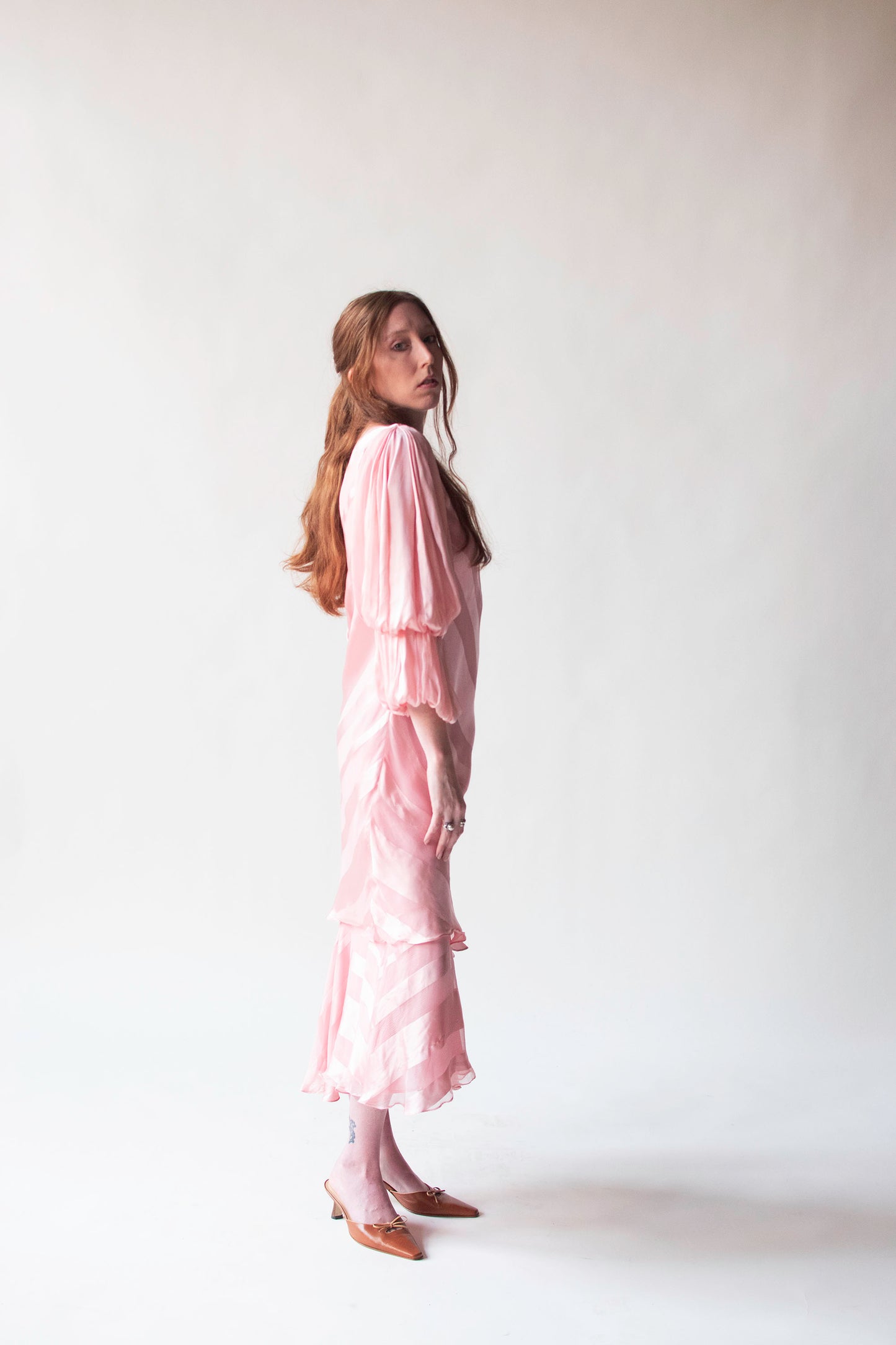 1980s Pink Silk Dress