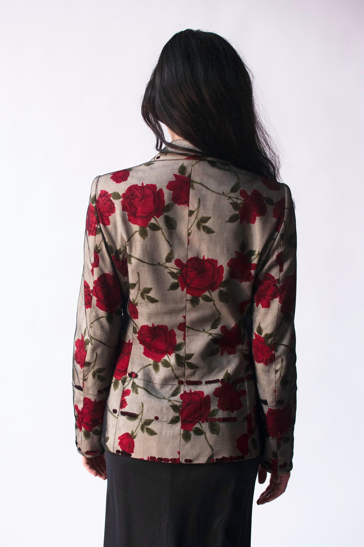 Rose Print Mesh Blazer w/ Sequins | Moschino Cheap & Chic