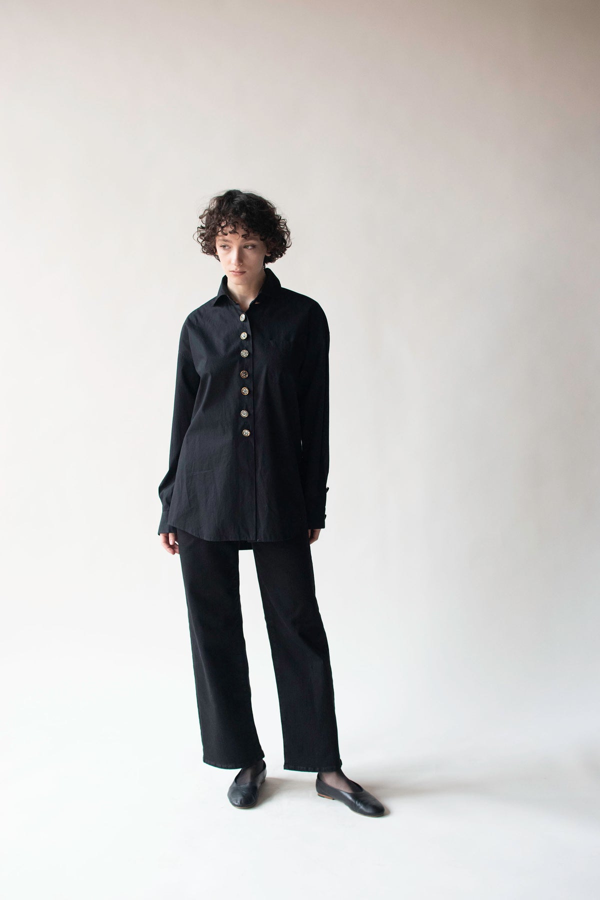 Black Shirt with Mirrored Buttons | Romeo Gigli 1994
