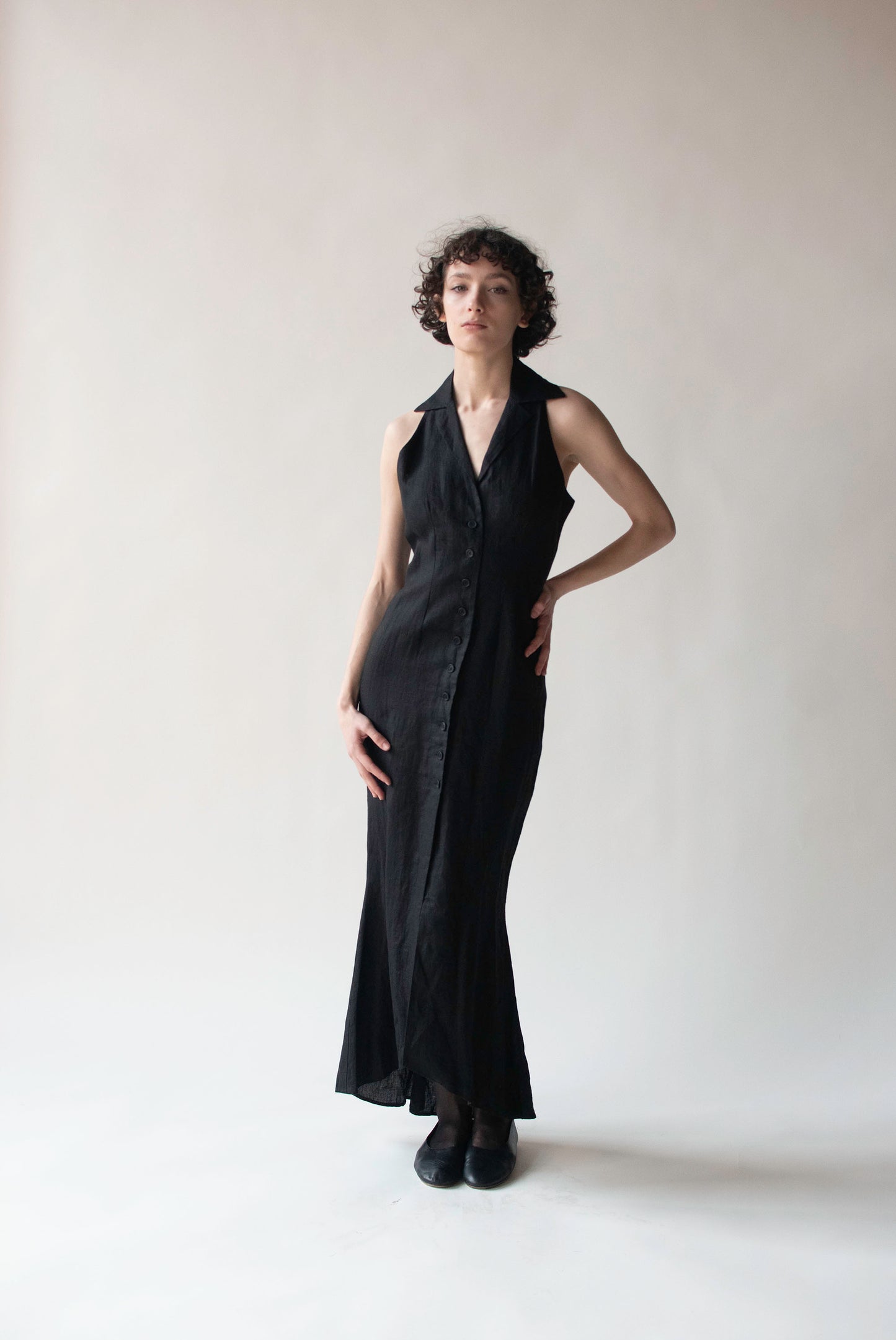 Black Linen Dress | Romeo Gigli 1996