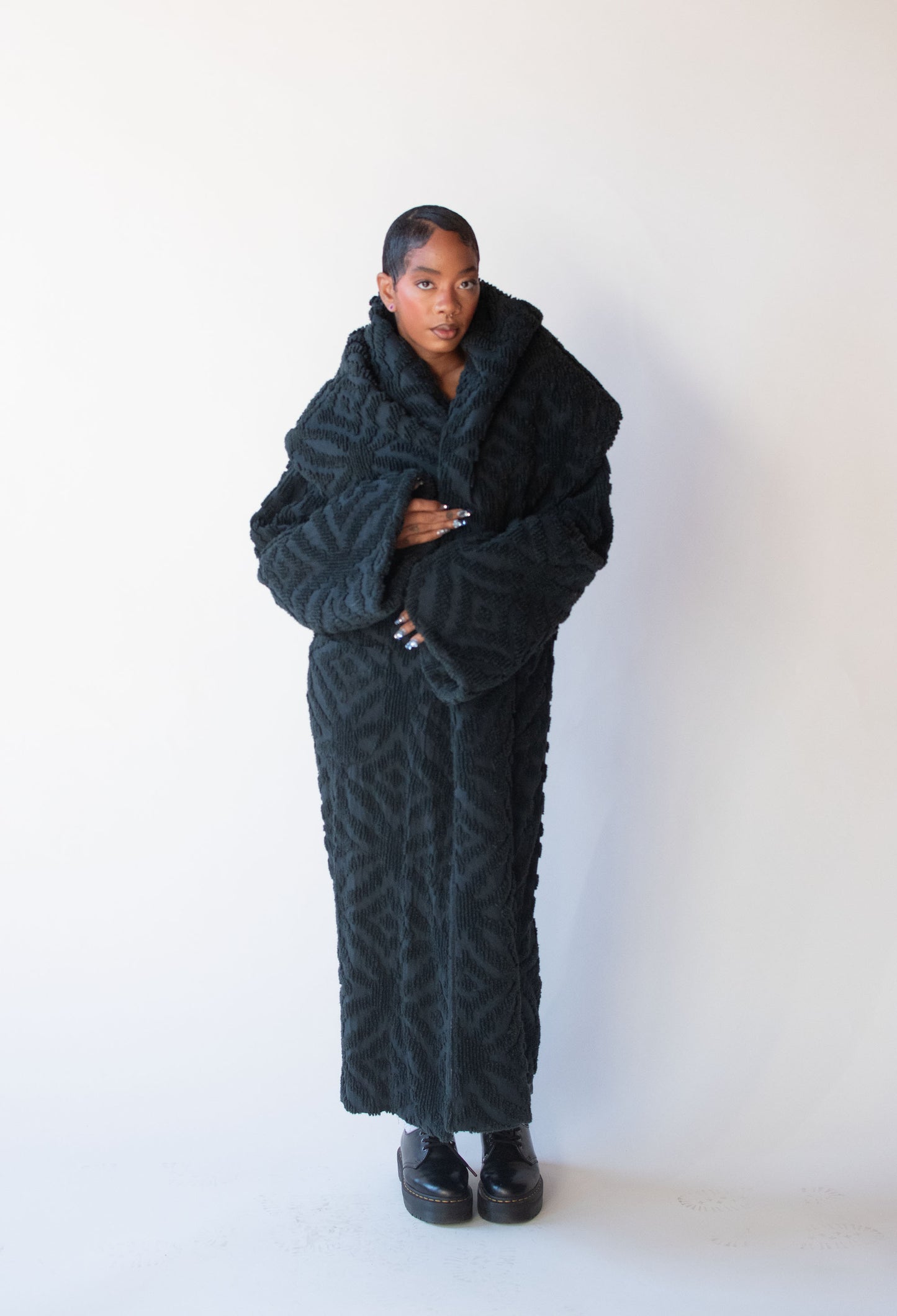 1980s Chenille Shawl Collar Coat | Norma Kamali