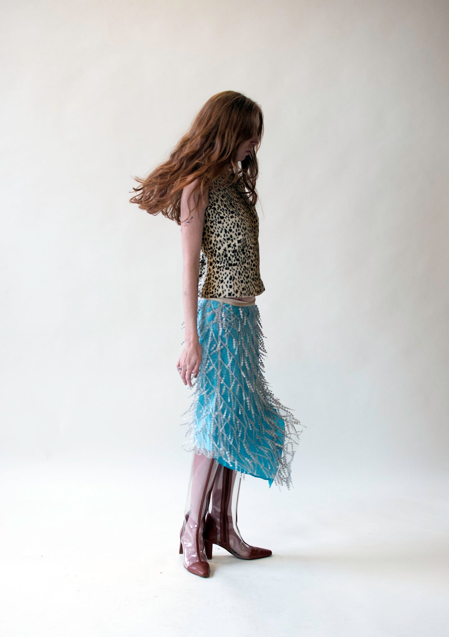 Blue Silk Skirt with Silver Overlay | Voyage Invest in the Original
