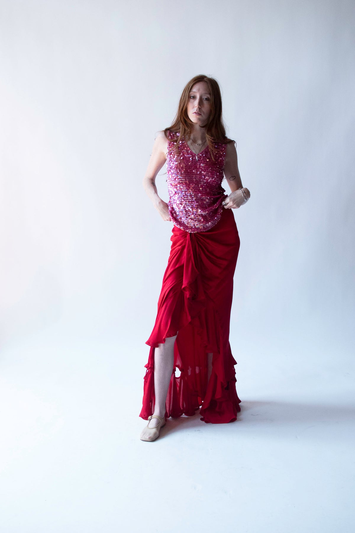 Red Silk Skirt | Yves Saint Laurent Rive Gauche FW 2003