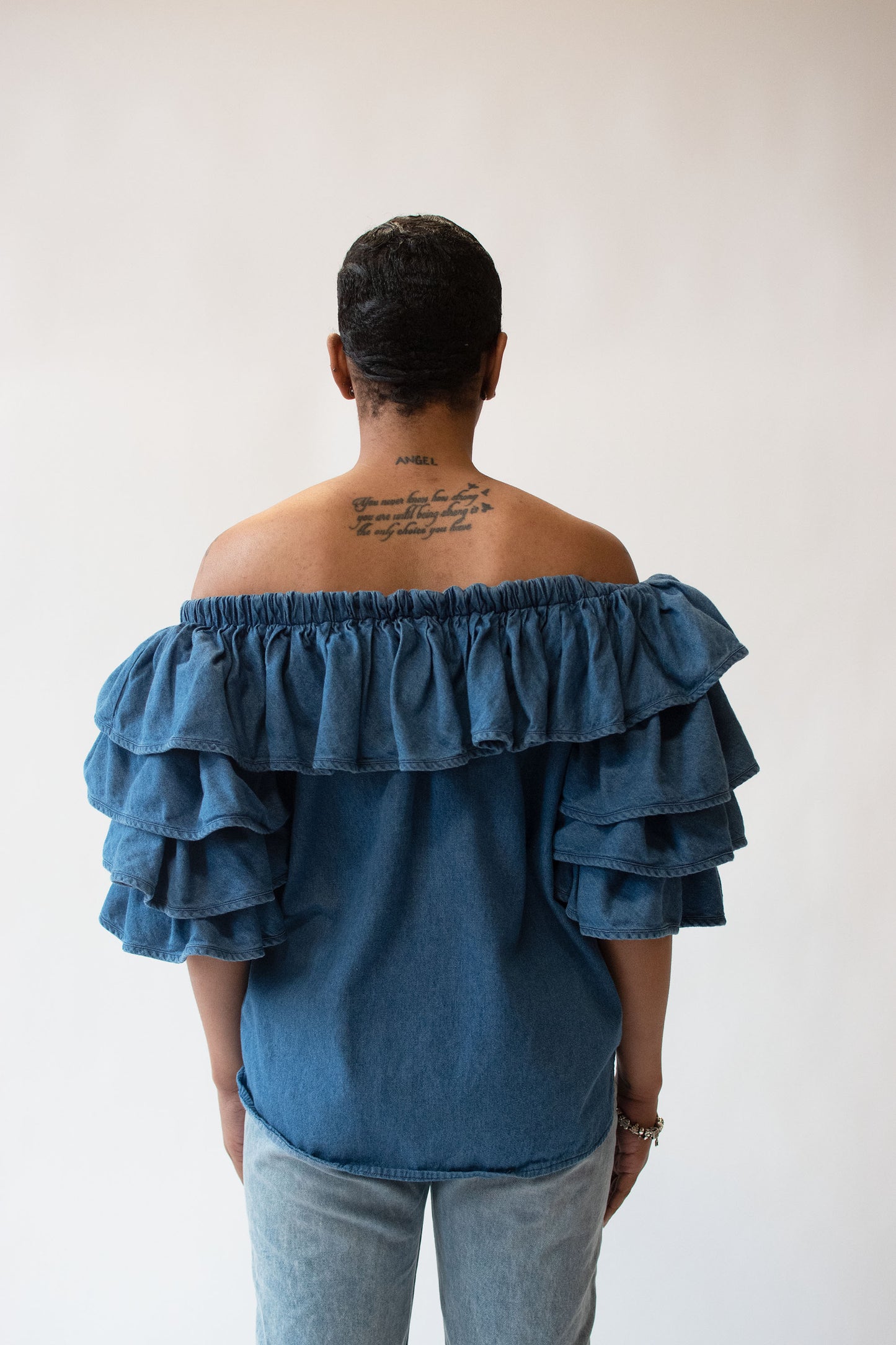 Denim Ruffle Top | Jan Barbaglio